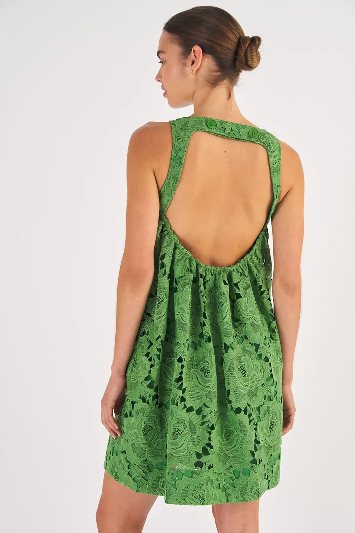 Oroton Lace Sun Dress in Garden Green Size 6 - Image 2