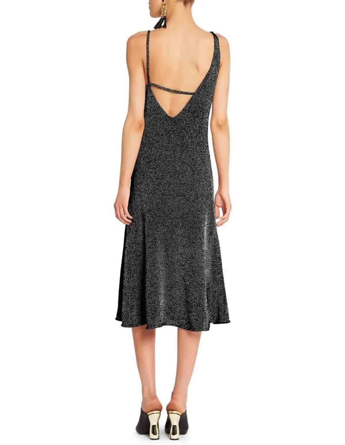 Sass & Bide Liquid Metal Black Metallic Knit Dress Size L/AU 14 - Image 2