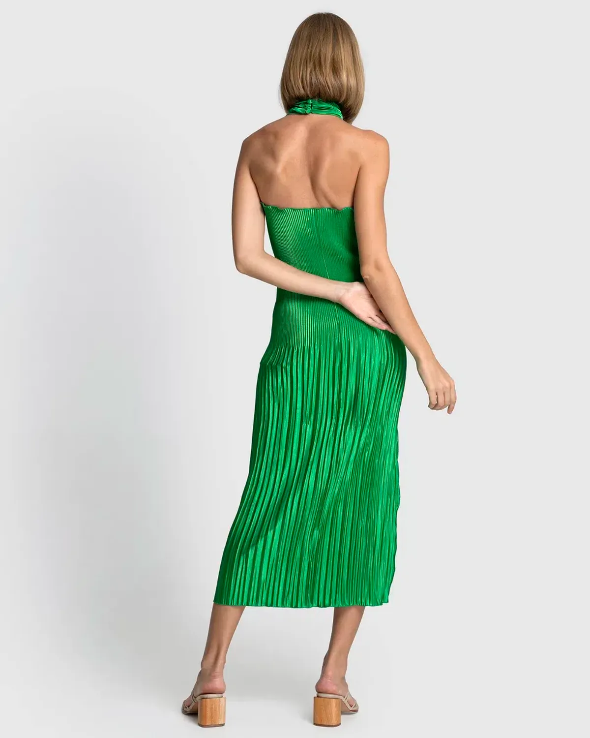 Lidee Soiree Halter Midi Dress in Bright Green Size 10  - Image 2