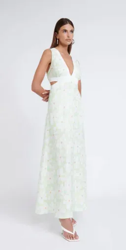 By Johnny Fleur Tie Back Midi Dress Green Size AU 12 for rent on The Volte - image 2