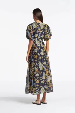 Sir The Label Lilian Puff Sleeve Maxi Dress In Delia Print Navy Size AU 8 for rent on The Volte - image 2