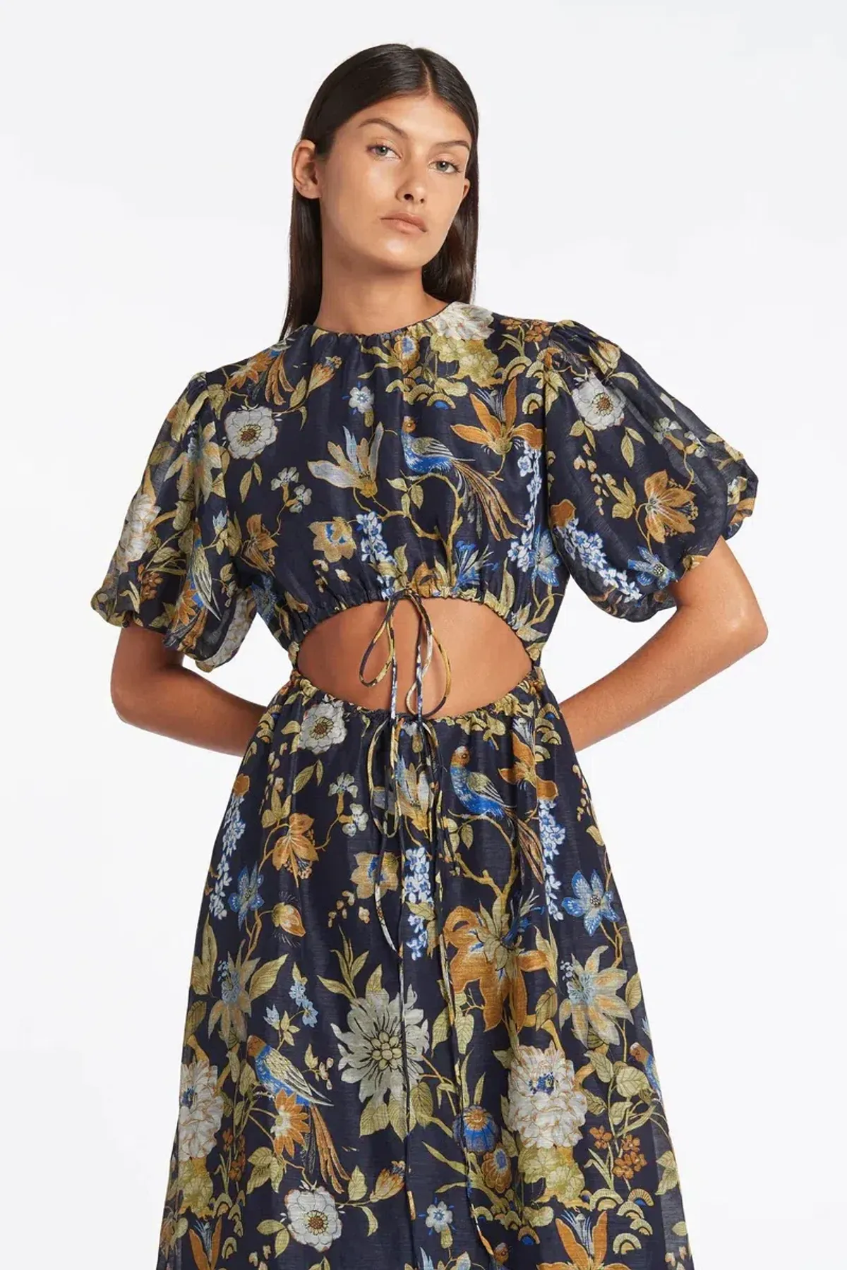 Sir The Label Lilian Puff Sleeve Maxi Dress In Delia Print Navy Size AU 8 - Image 3