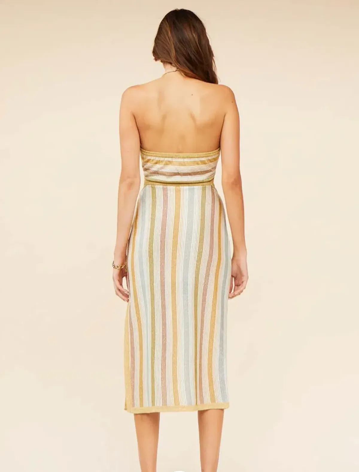 Suboo Luella Halter Cut Out Midi Dress Gold Size S / AU 8 - Image 2