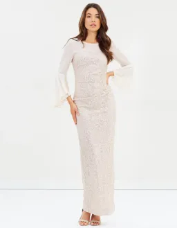 Montique Amelia Bell Sleeve Gown White Size AU 8 for rent on The Volte - image 5