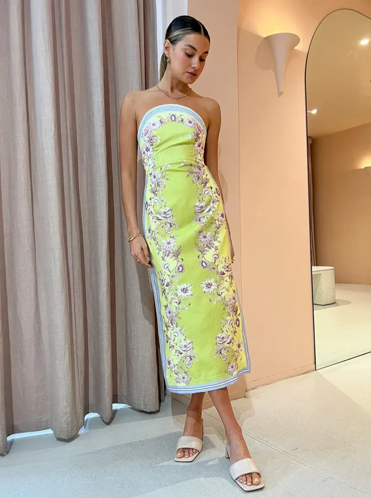 Alemais Marlow Bodice Strapless Dress Yellow Size 10 - Image 1