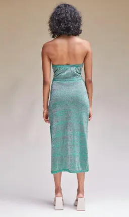 Suboo Aylish Halter Midi Dress in Green Metallic Size 6 for rent on The Volte - image 3