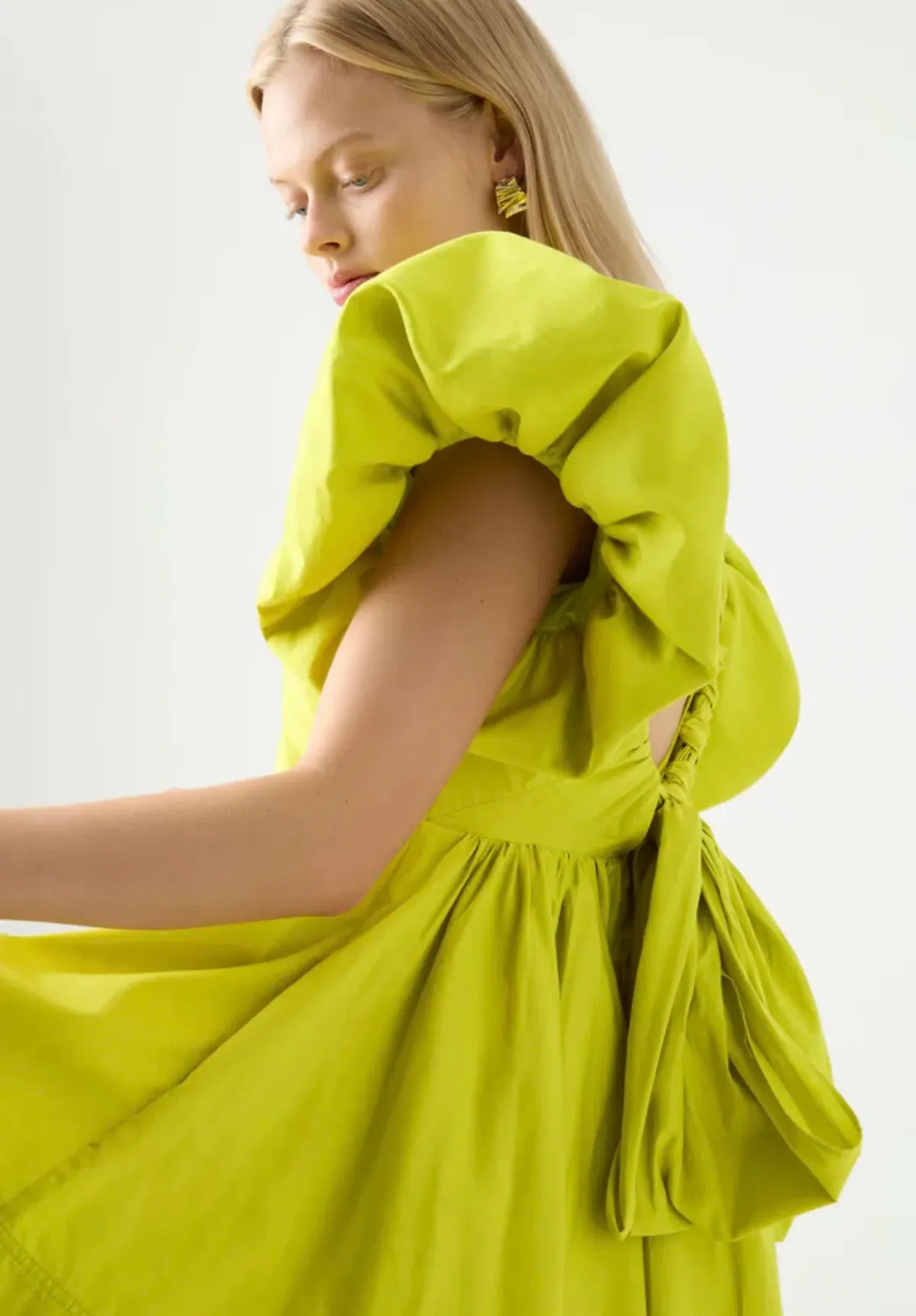 Aje Gretta Bow Back Mini Dress Chartreuse Green Size 16 / 2XL - Image 4