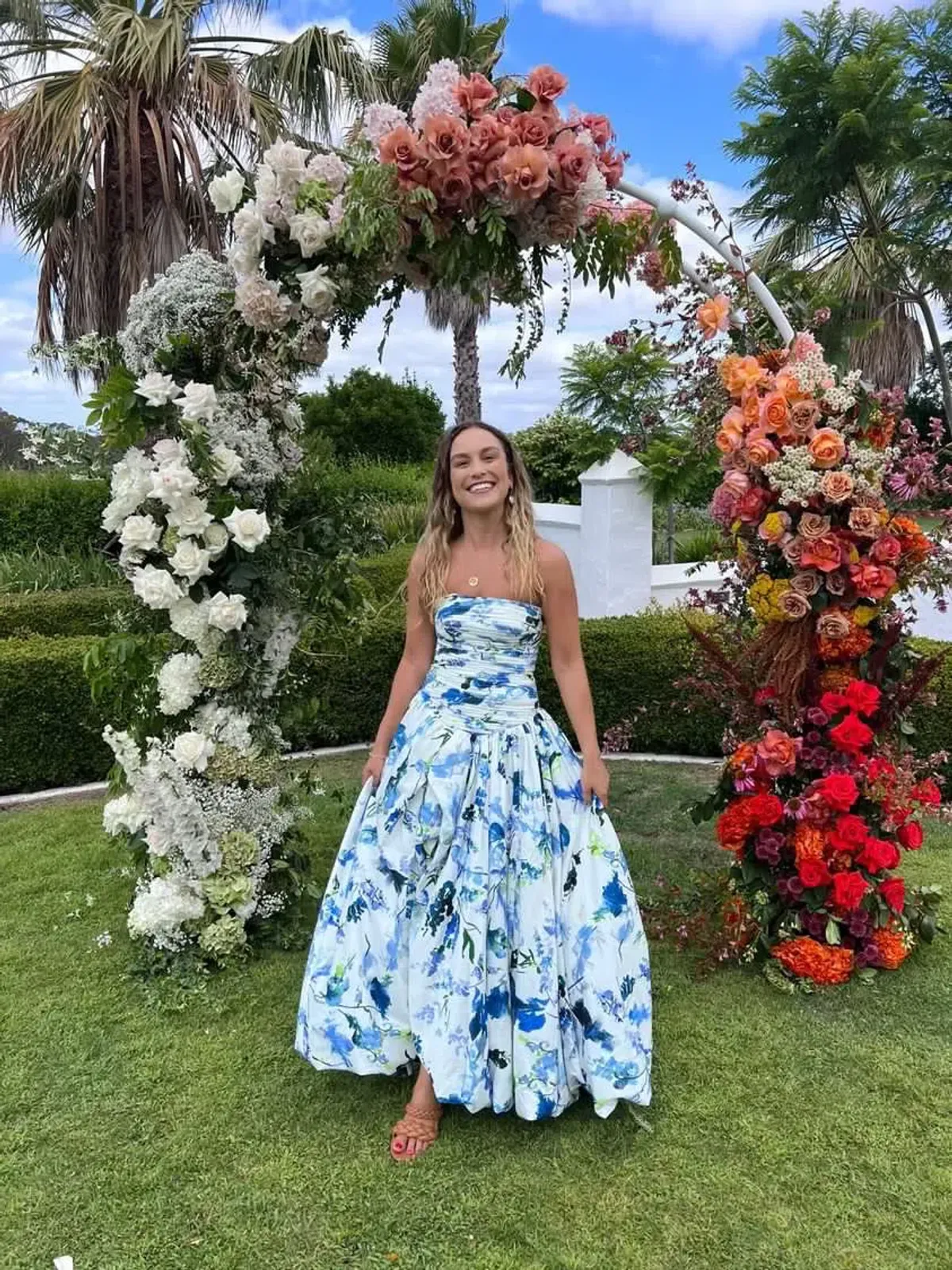 Aje Violette Bubble Hem Maxi Dress Lavenders of Provence Print Size 8 - Image 6