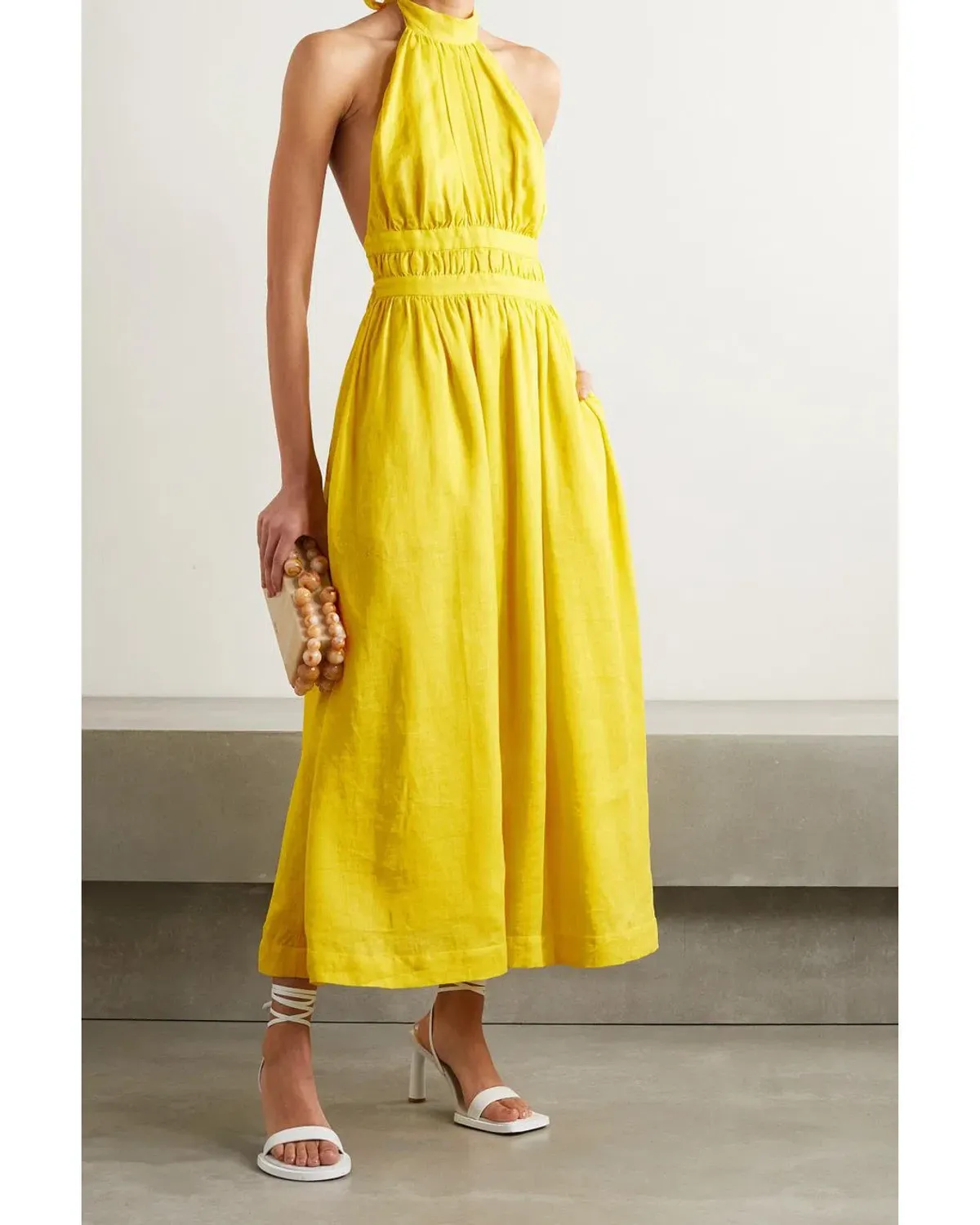 Zimmerman Shelly Linen Halter Neck Mini Dress Yellow Size 2/Au 12 - Image 1