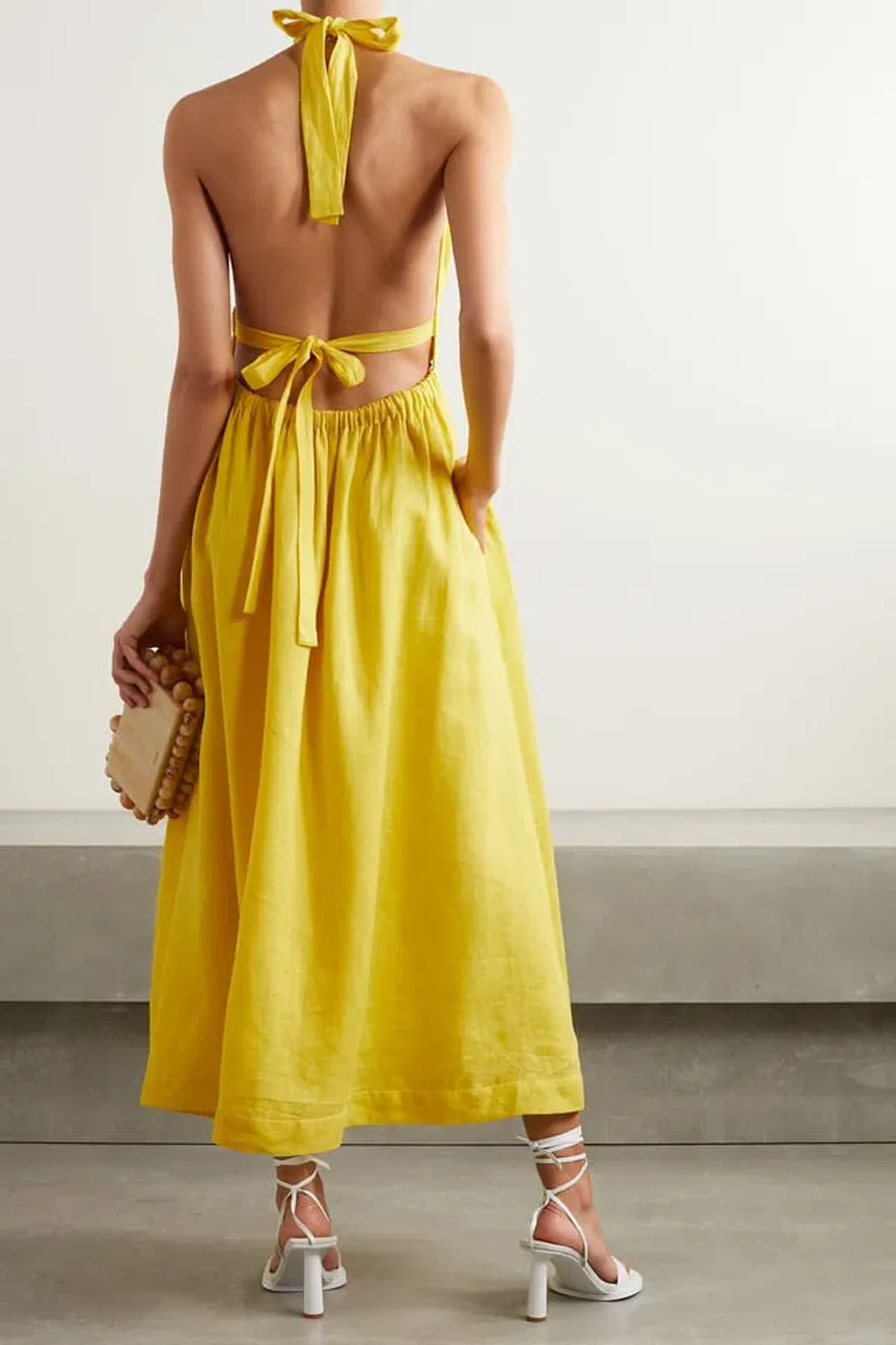 Zimmerman Shelly Linen Halter Neck Mini Dress Yellow Size 2/Au 12 - Image 3