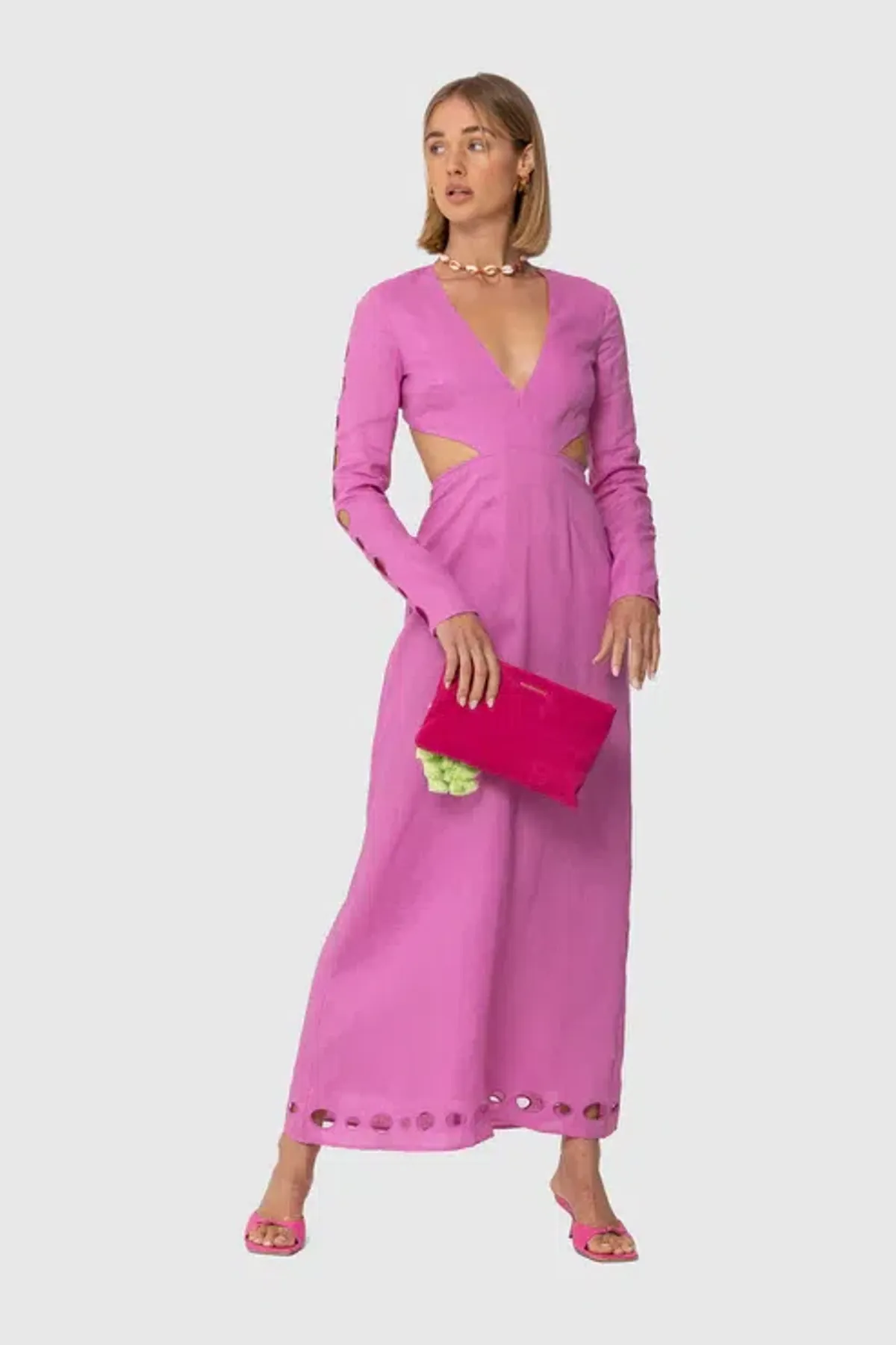 The Wolf Gang La Joya Cut Out Maxi Dress Pink Size M / AU 10 - Image 6