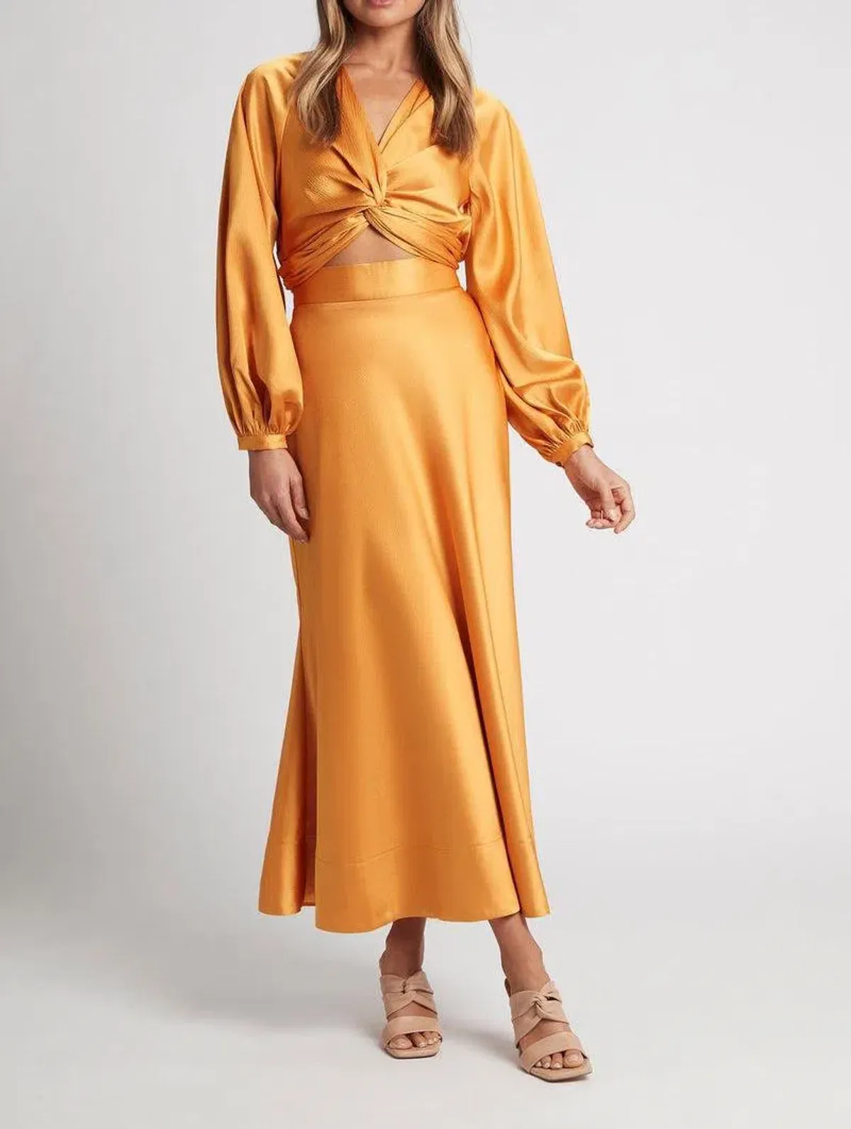 Sheike Nirvana Top and Skirt Set Yellow Gold Size 6 - Image 1
