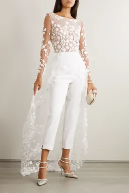 Rime Arodaky Patsy Lace Trimmed Jumpsuit White Size 6 for rent on The Volte - image 1