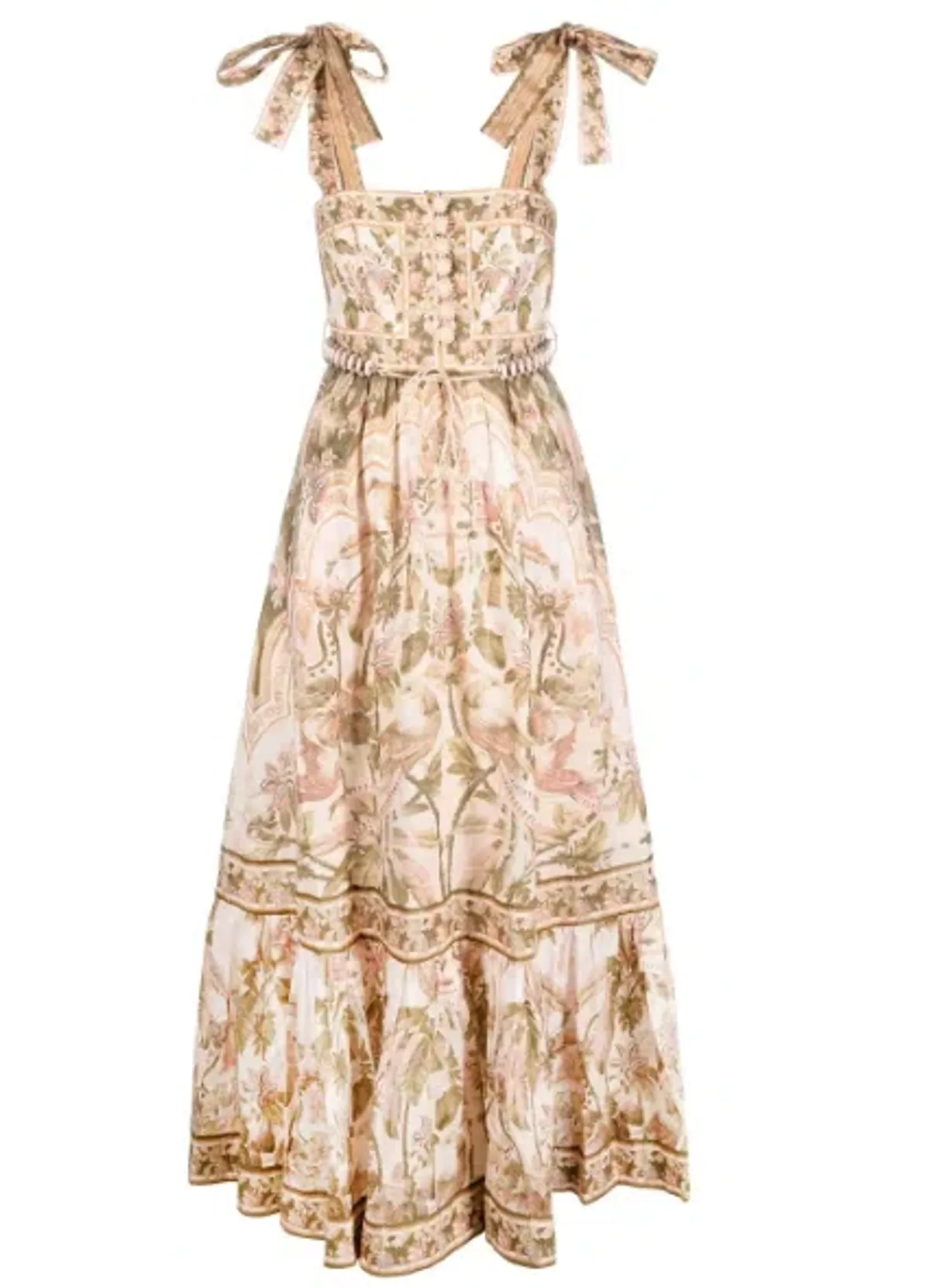 Zimmermann Lyre Picnic Dress in Khaki Palm Size 2/ AU 12 - Image 6
