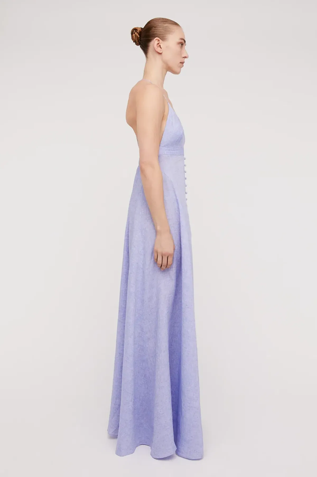 Scanlan Theodore Italian Linen Shoestring Dress Lilac Size 8 - Image 1