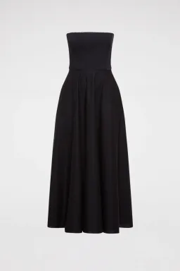 Scanlan Theodore Crepe Knit Cotton Strapless Dress Black Size 8  for rent on The Volte - image 3