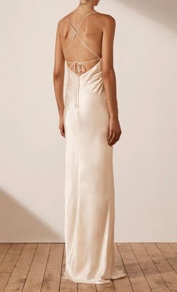 Shona Joy La Lune Lace Back Maxi Dress Cream Size 6 for rent on The Volte - image 3