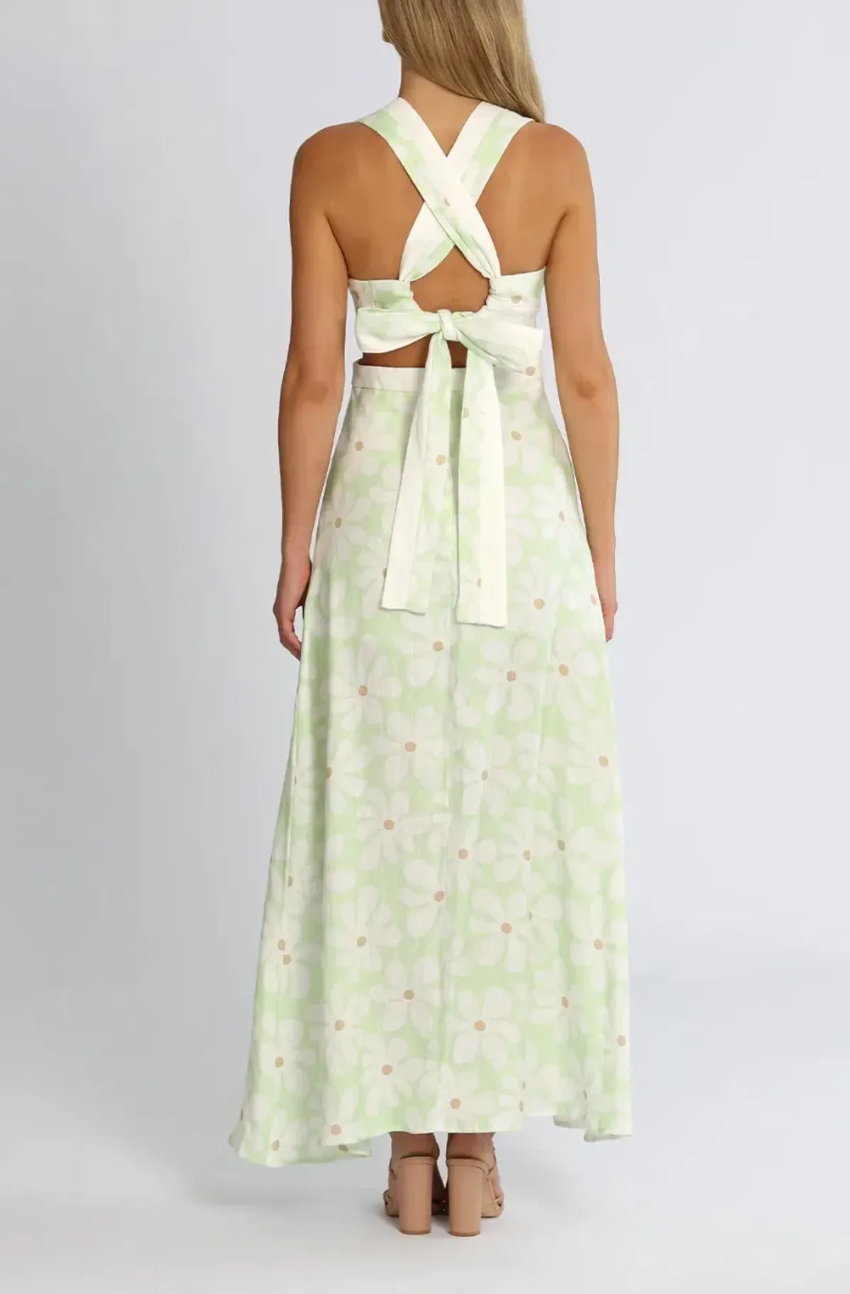 By Johnny Fleur Midi Dress Print Green Size AU 8 - Image 3
