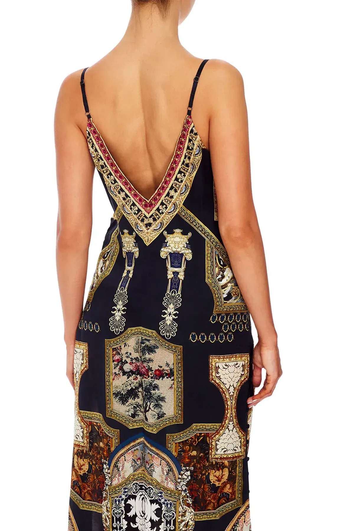 Camilla Midnight Meeting Long Godet Maxi Slip Dress Size 8 - Image 3