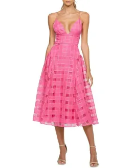 Bariano Kora V Neck Aline Midi Dress in Barbie Pink Size 10 for rent on The Volte - image 1