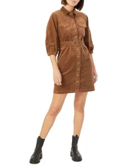 French Connection Corduroy Puff Sleeve Mini Dress Brown Size 12 for rent on The Volte - image 1