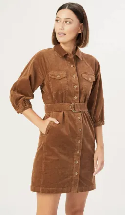 French Connection Corduroy Puff Sleeve Mini Dress Brown Size 12 for rent on The Volte - image 2