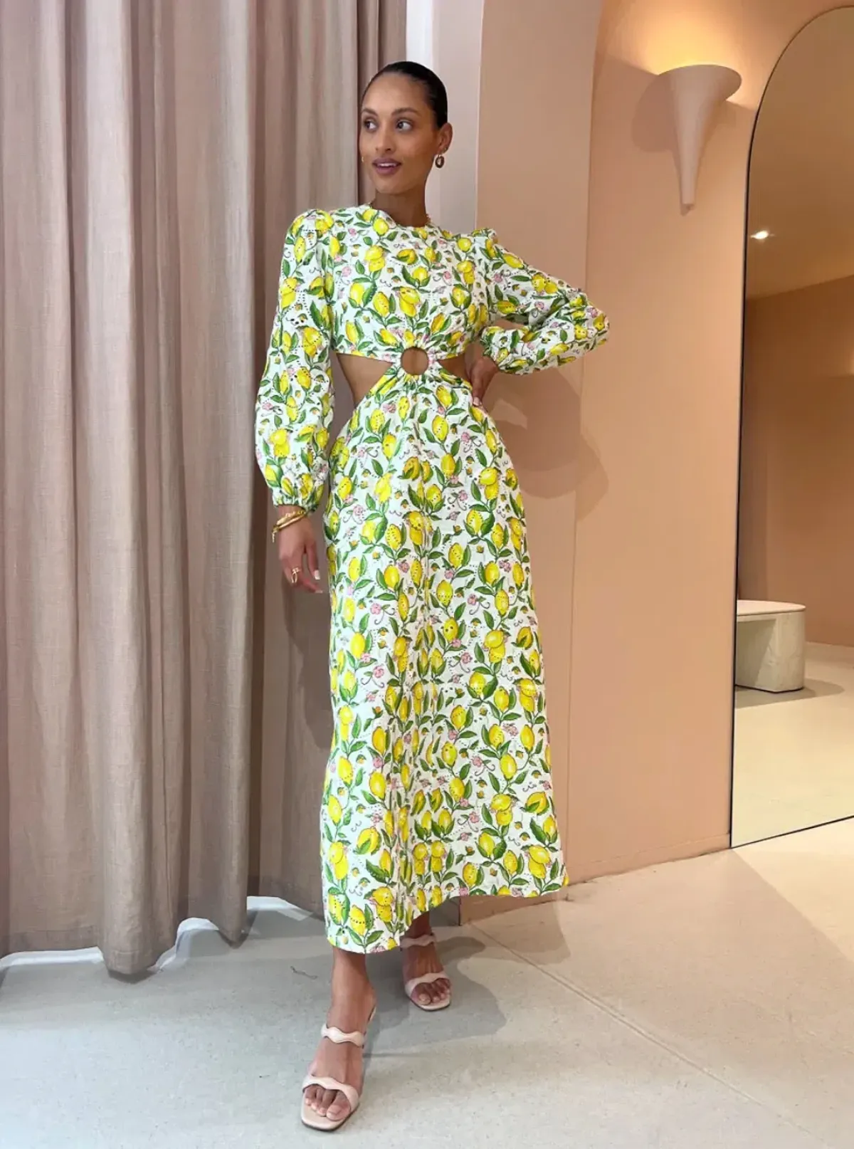 Palm Noosa Domino Dress Lemons Print Size 8  - Image 1