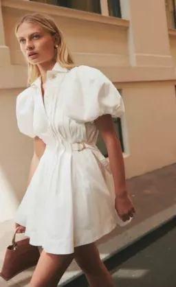 Aje Prairie Pleated Mini Dress Ivory Size 14 / XL for rent on The Volte - image 3