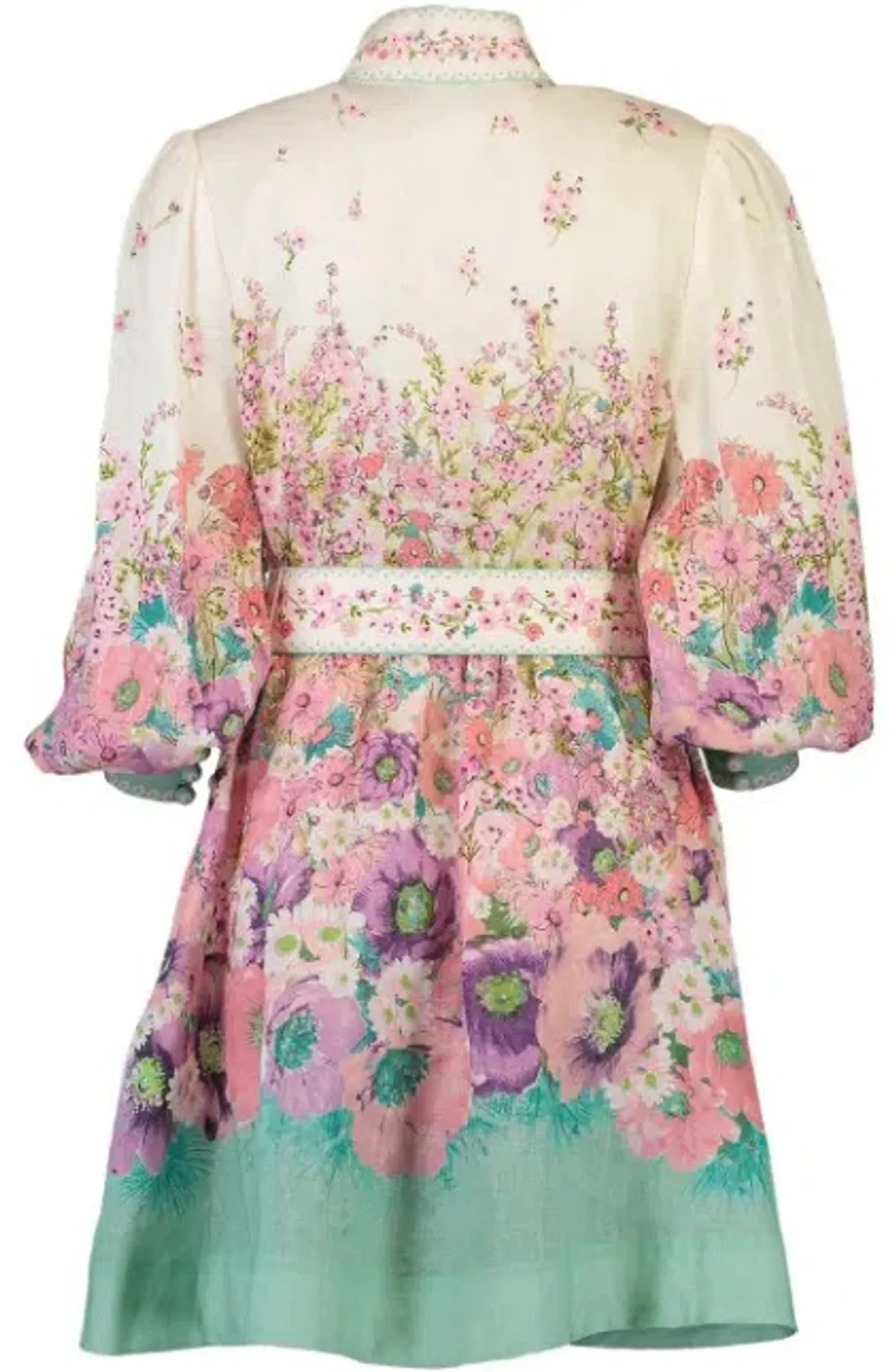 Zimmermann Jude Buttoned Mini Dress Aqua Gradient Floral Size 2 / AU 12 - Image 4