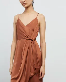 Shona Joy Luxe Tie Front Cocktail Dress Mocha Size 10  for rent on The Volte - image 3
