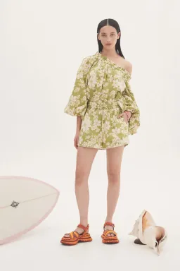 Alemais Leisa Off Shoulder Blouse & Short Set Floral Size 14 for rent on The Volte - image 1