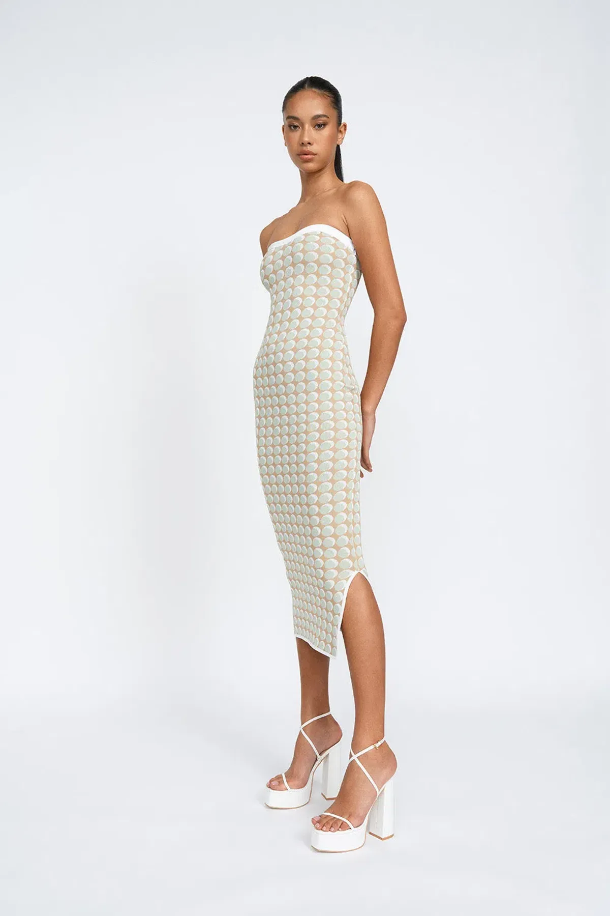By Johnny Sol Geo Knit Dress Pistachio Size L/10 - Image 3