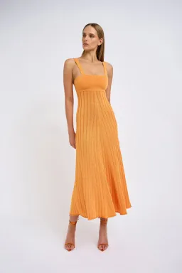 By Johnny Adelita Knit Midi Dress Orange Size 8 / M for rent on The Volte - image 2