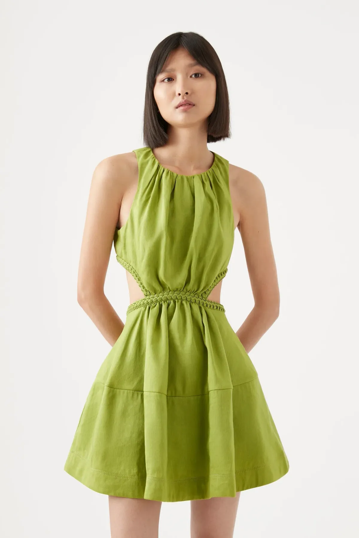 Aje Voyage Cut Out Mini Dress Verdant Green Size 8 - Image 2
