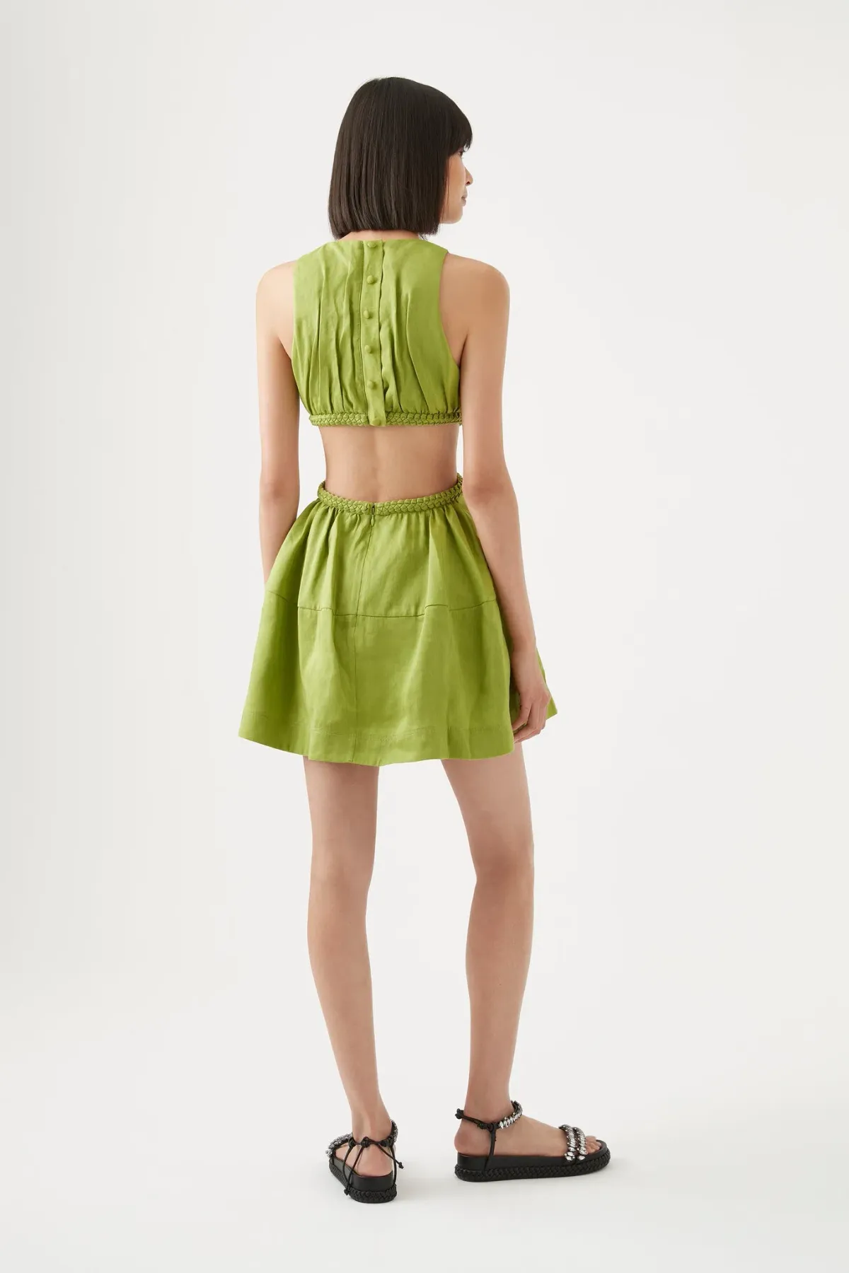 Aje Voyage Cut Out Mini Dress Verdant Green Size 8 - Image 3