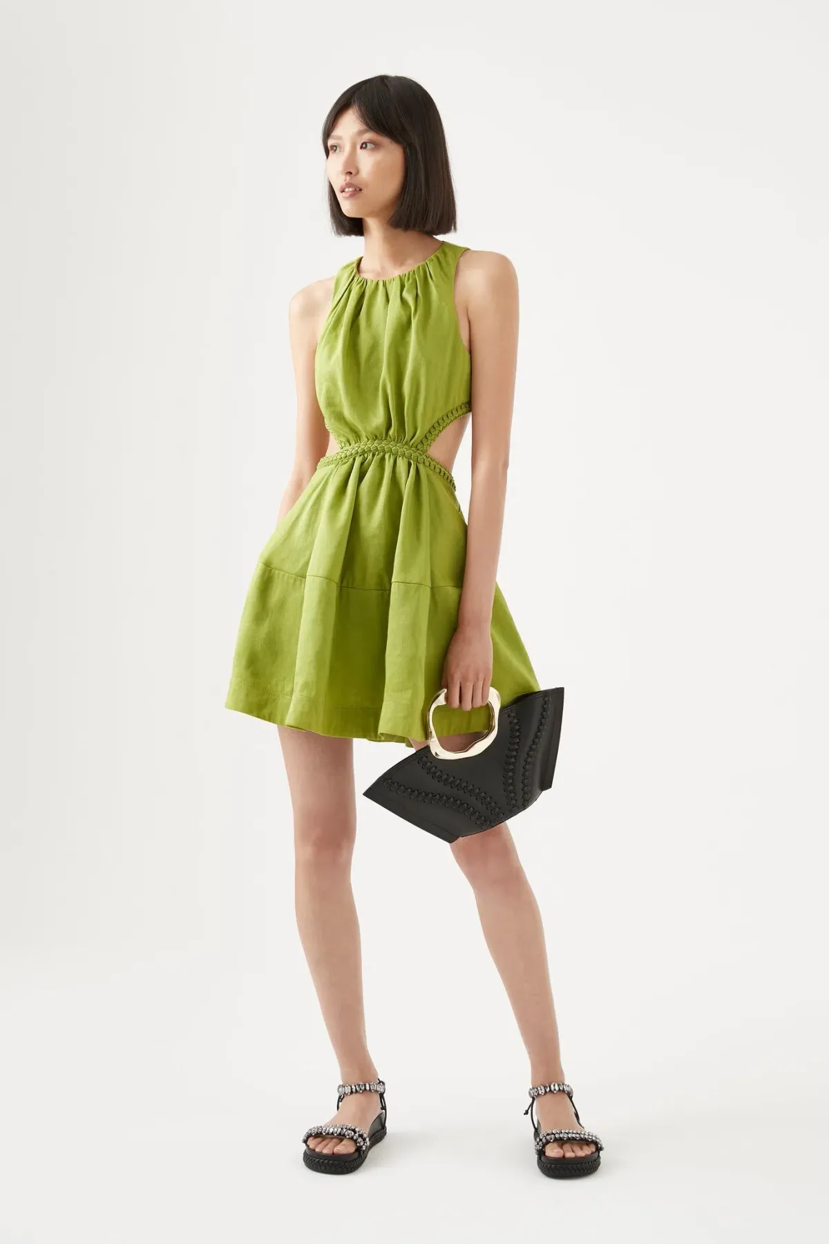 Aje Voyage Cut Out Mini Dress Verdant Green Size 8 - Image 1