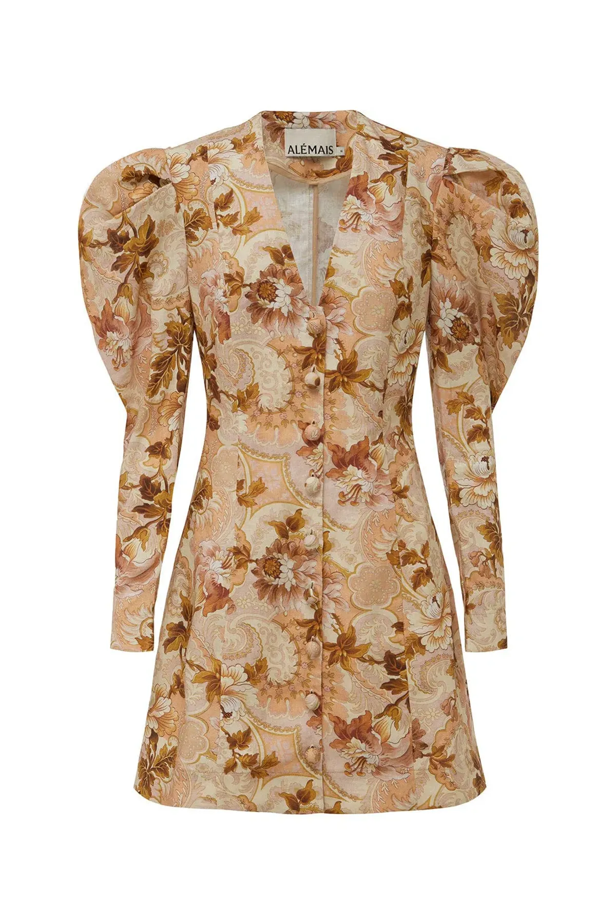 Alemais Phillipa Puff Sleeve Mini Dress Print Size 8 - Image 3