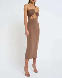 By Johnny - Siya Slice Gather Dress Brown Size AU 8 for rent on The Volte - image 1