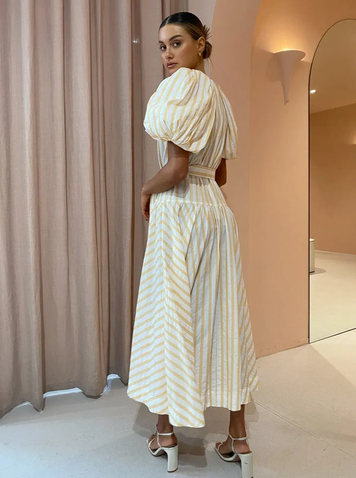 Acler Warner Dress Mango Stripe Size 8 - Image 4