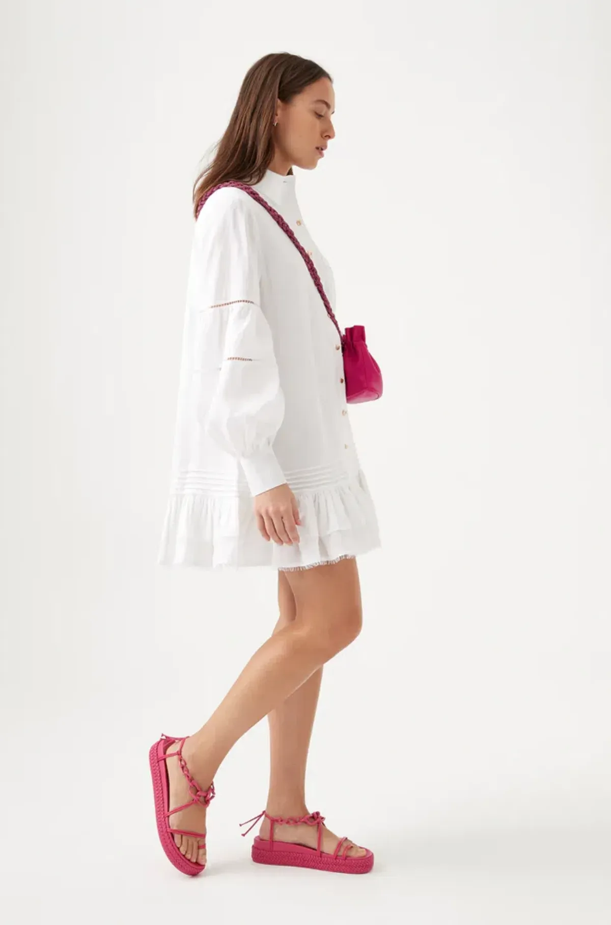 Aje Lotus Shirt Mini Dress Ivory Size 10 / M - Image 3