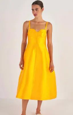 Oroton Sculptured Bodice Dress in Marigold Size 12 for rent on The Volte - image 3
