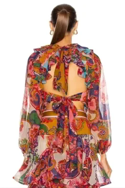 Zimmermann Lovestruck Ruffle Top & Frill Skirt Set Floral Size 3/AU 14 for rent on The Volte - image 3