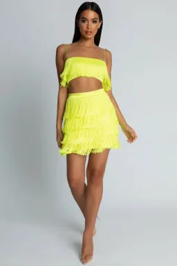 Meshki Sofia Fringe Set Yellow Size M/AU 10 for rent on The Volte - image 1