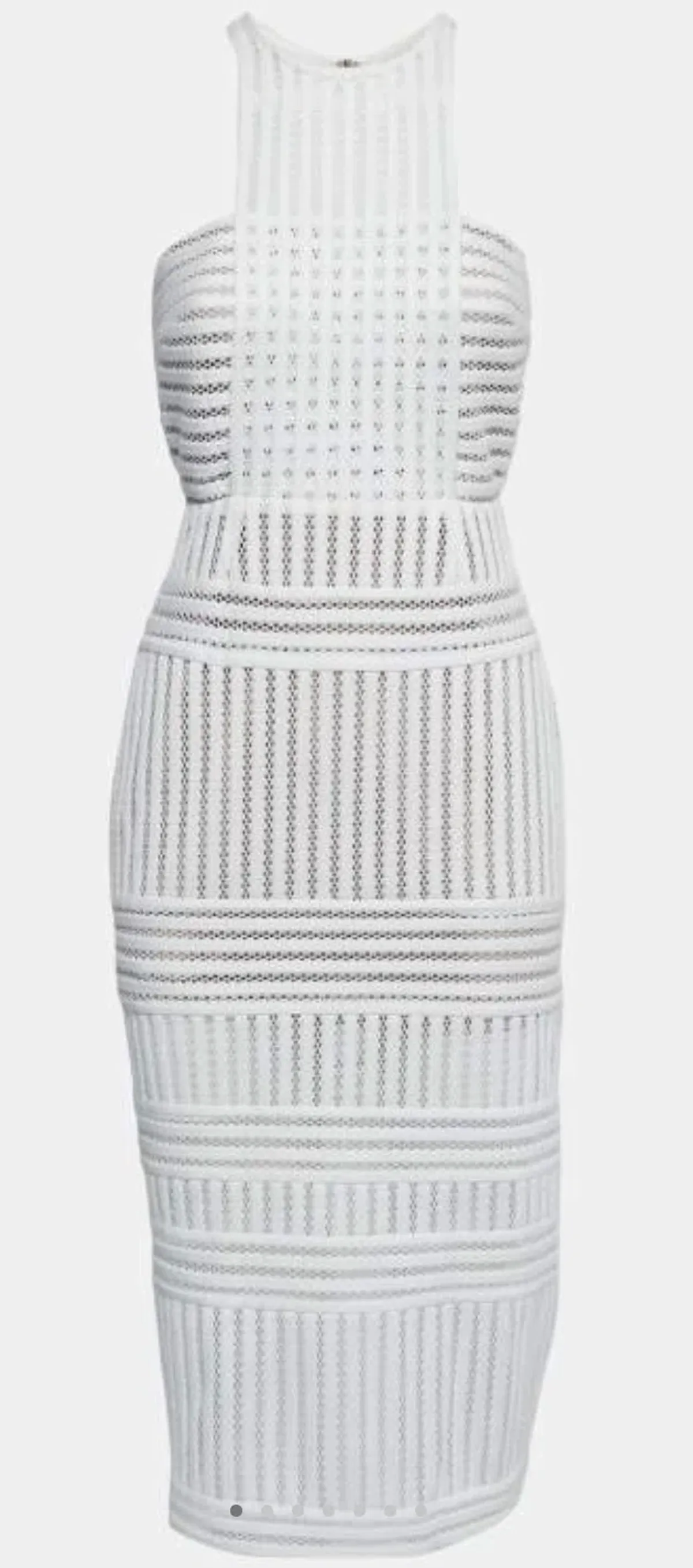Self Portrait Striped Mesh Column Dress White Size 8 - Image 4