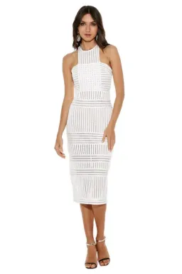 Self Portrait Striped Mesh Column Dress White Size 8 for rent on The Volte - image 1