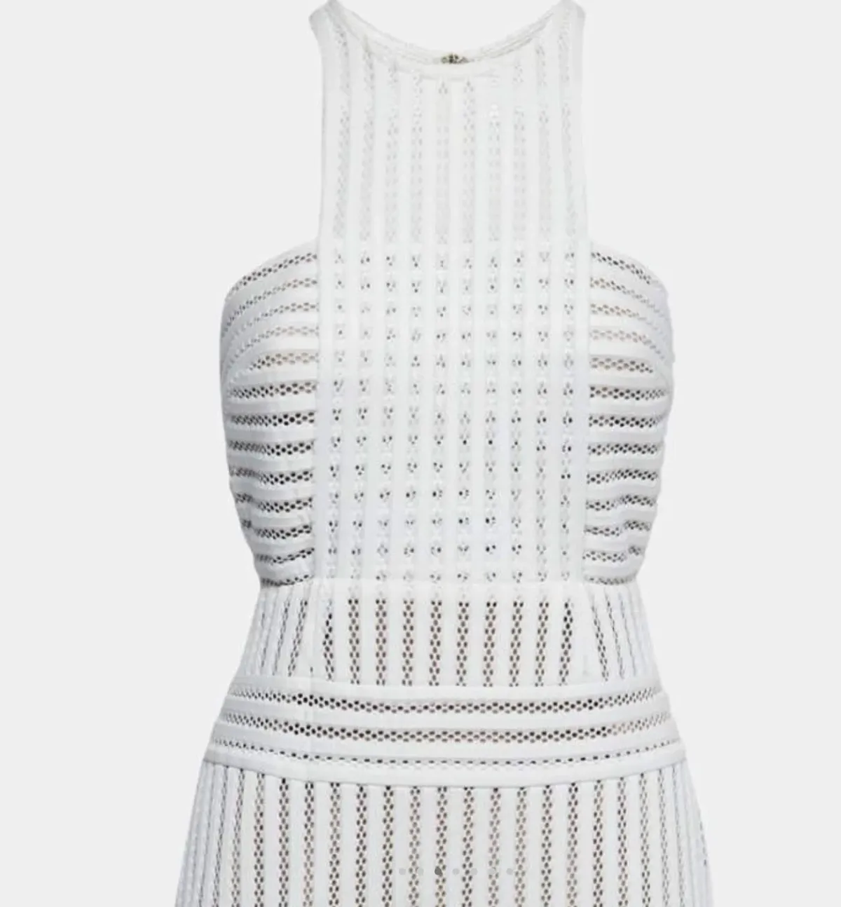 Self Portrait Striped Mesh Column Dress White Size 8 - Image 5