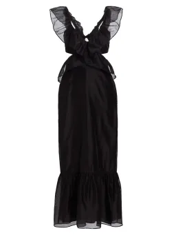 Sir the Label Franc Frill Midi Dress Black Size 0/AU 6 for rent on The Volte - image 4