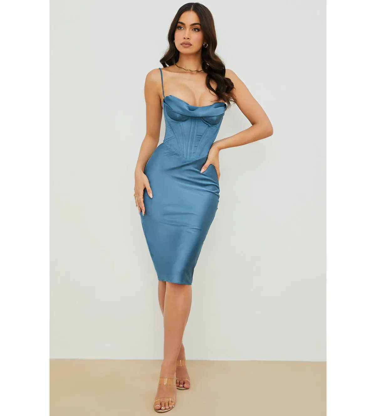 House of CB Myrna Corset Midi Dress Aegean Blue Size XS / Au 6 - Image 1