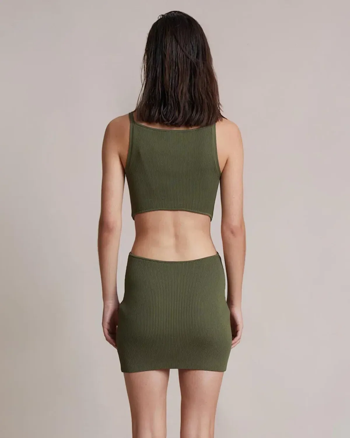 Bec & Bridge Mason Knit Mini Dress Olive Size 8 - Image 3