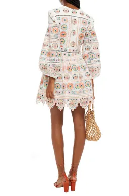 Zimmerman Embroidered Broderie Anglaise Cotton Mini Dress Print Size 8 for rent on The Volte - image 2